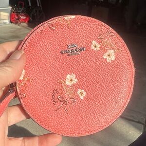 Coach Coral Floral Round Wristlet